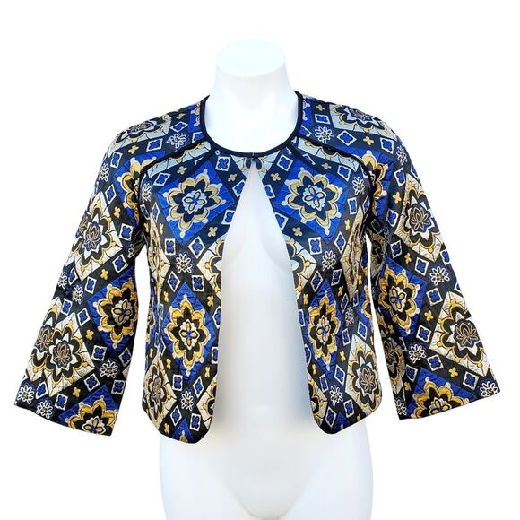 NWT Ann Taylor LOFT Mosaic Brocade Shimmer Jacquard Jacket Women's Size XXS - Picture 1 of 10